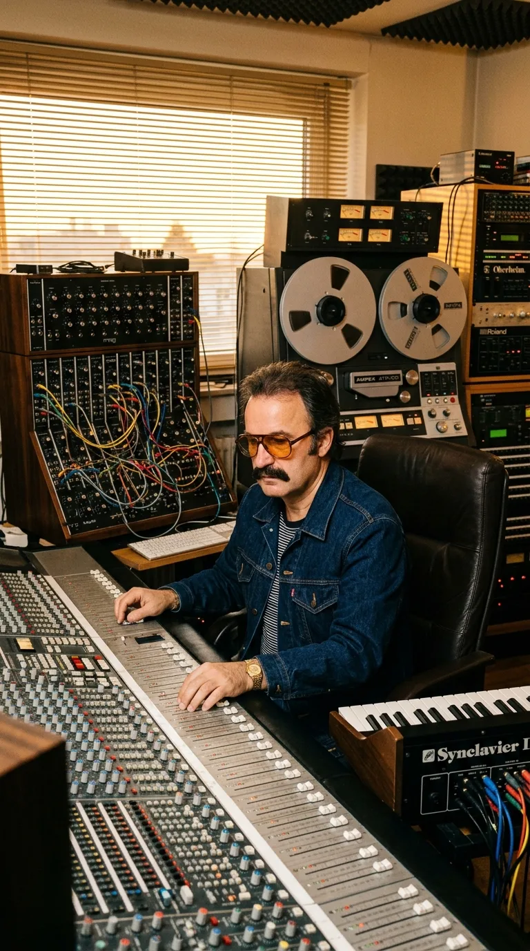 Giorgio Moroder en el estudio de grabación
