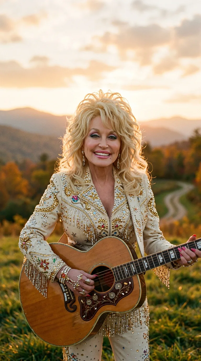 Retrato dorado de Dolly Parton