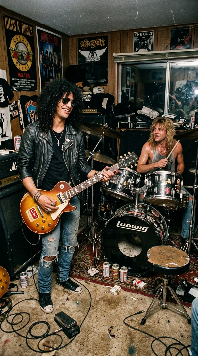 Slash y Steven Adler ensayando