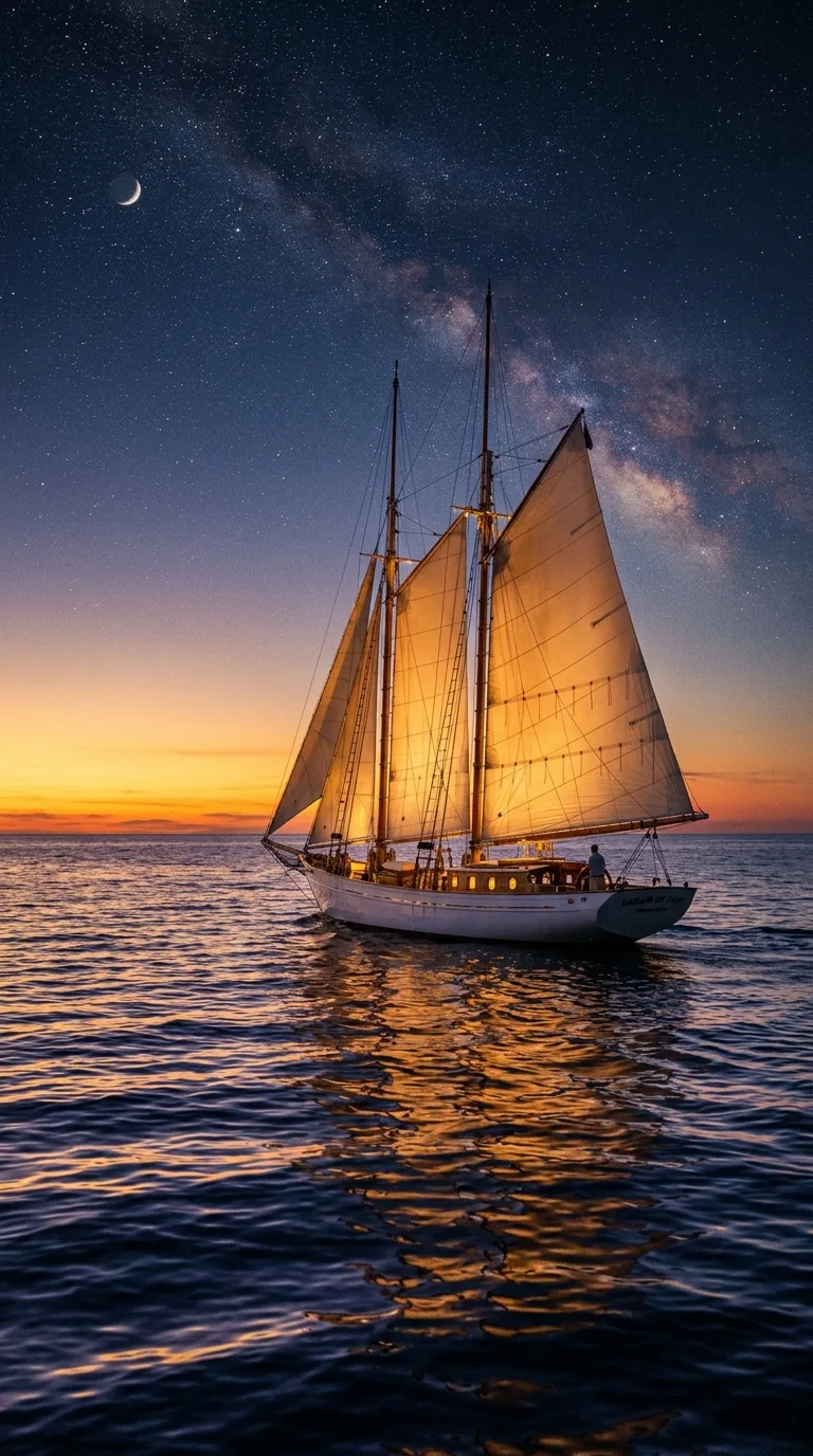 El velero en alta mar