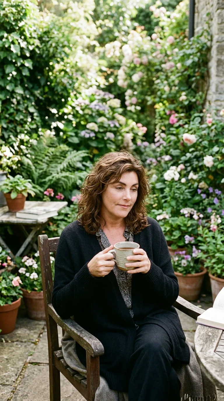 Laura Branigan en su jardín durante su retiro