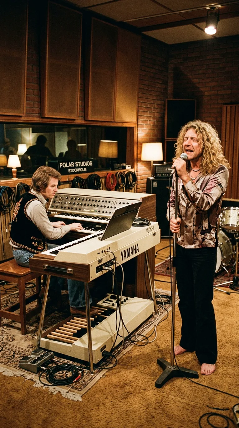 Robert Plant grabando la voz