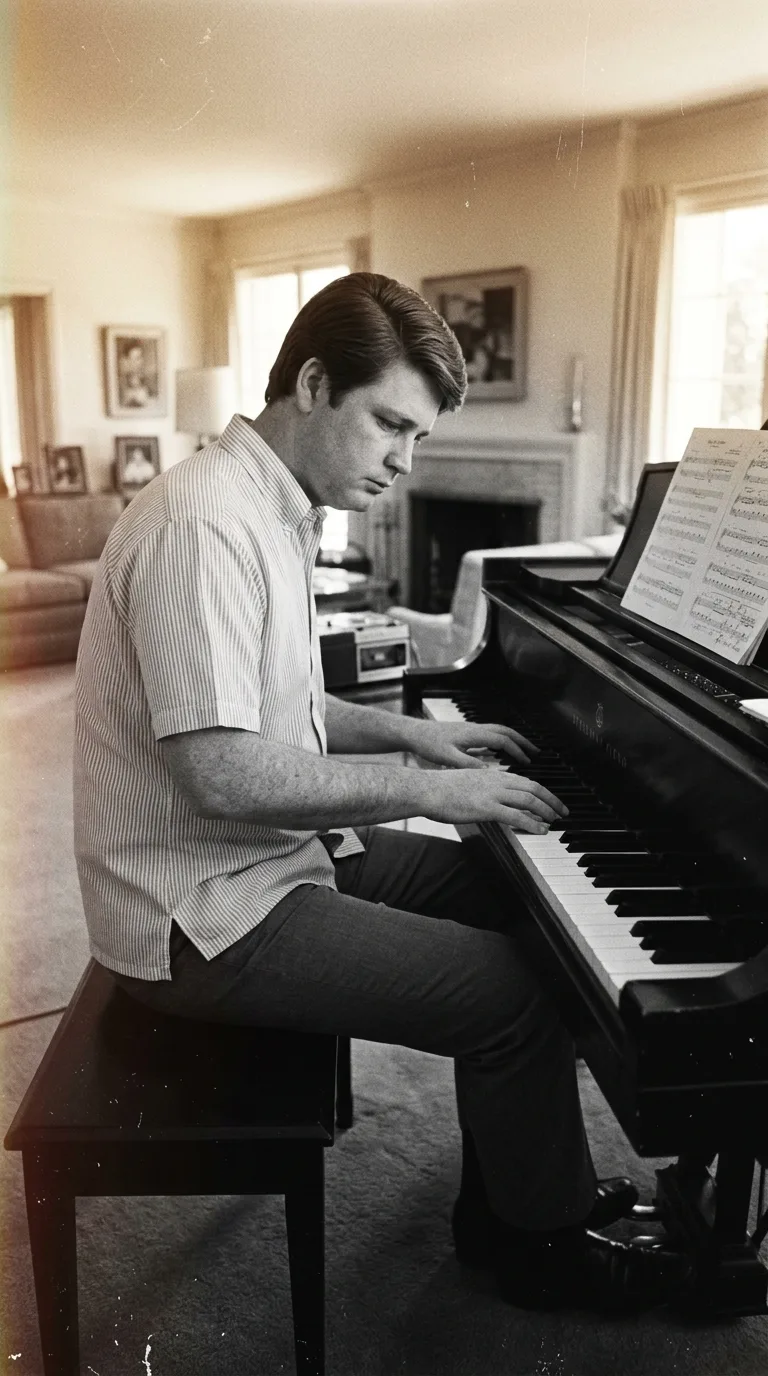 Brian Wilson al piano en su casa de Beverly Hills en 1966