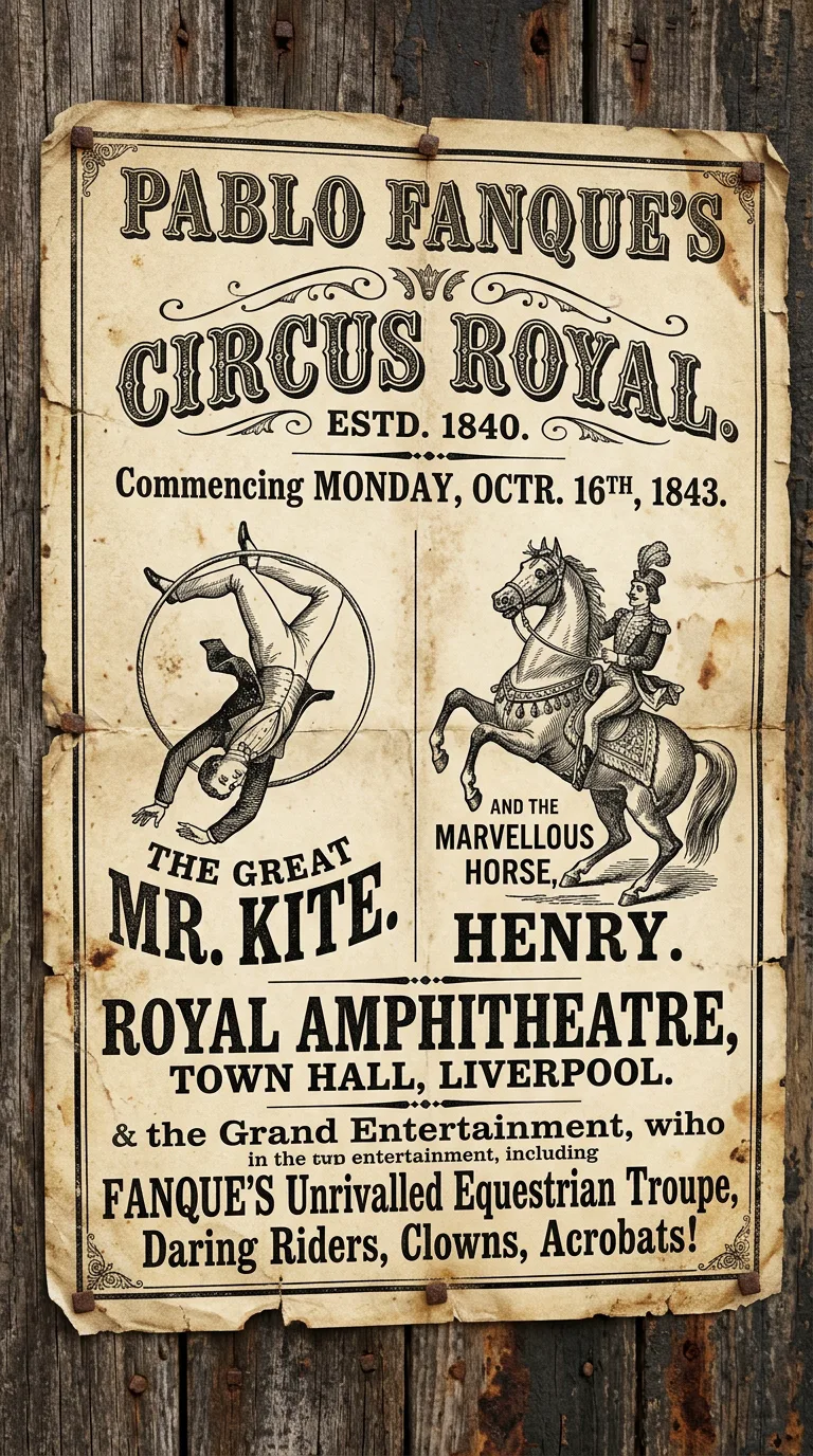 Primer plano del cartel victoriano de Pablo Fanque's Circus Royal