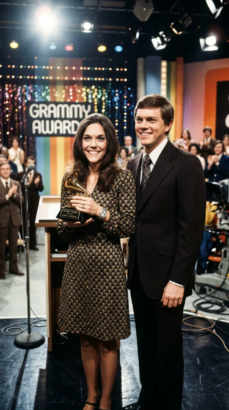 Karen y Richard Carpenter con los premios Grammy