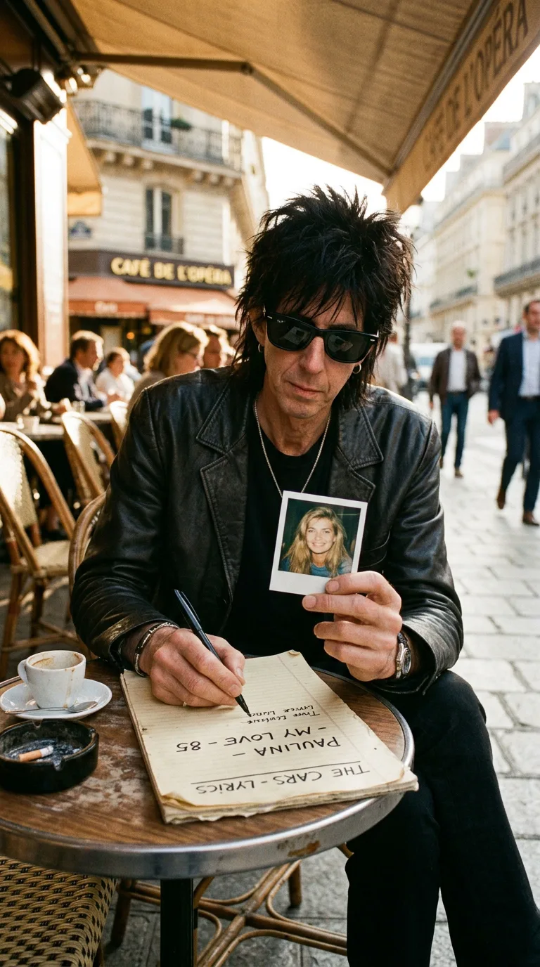 Ocasek con guitarra acústica y Orr con bajo eléctrico conversando en un rincón del estudio