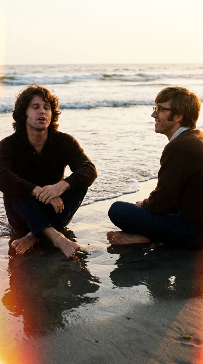 Jim Morrison y Ray Manzarek en la arena