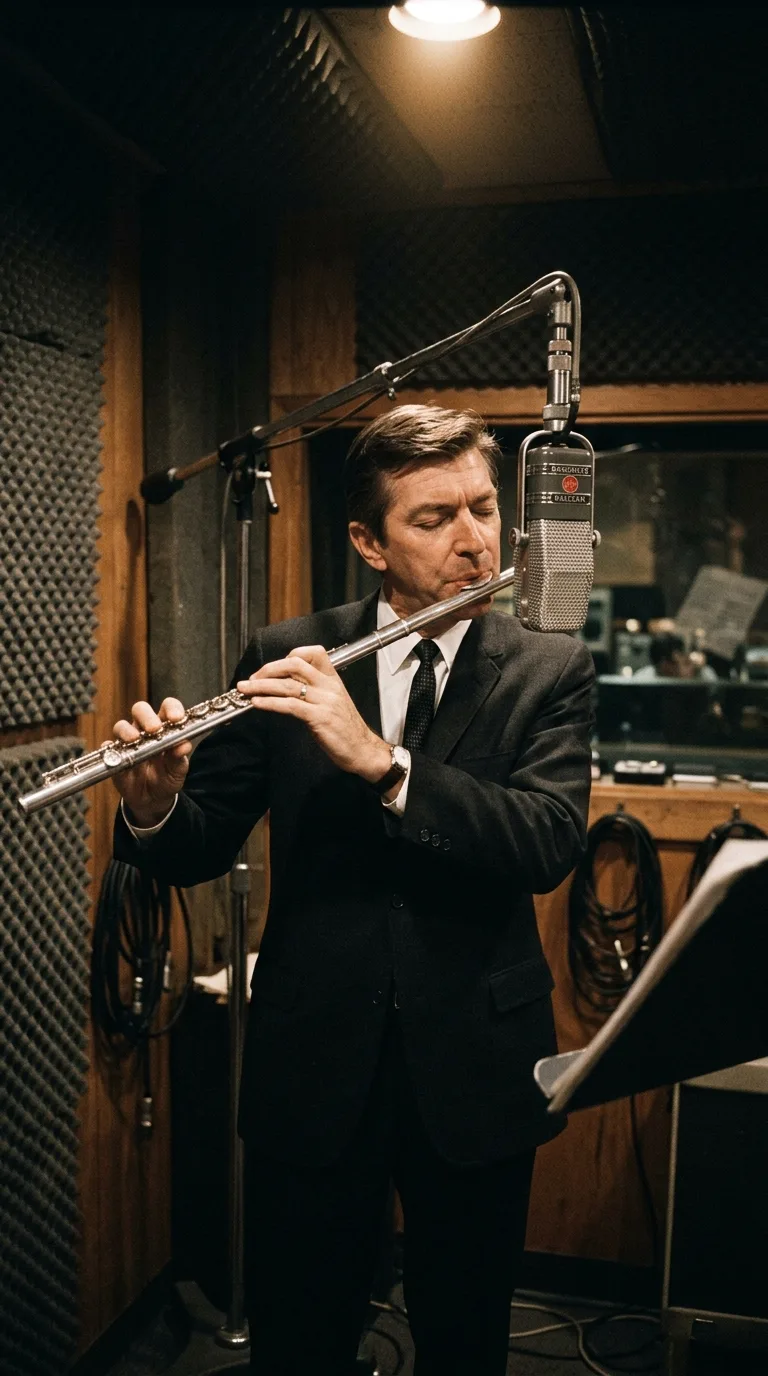 Bud Shank improvisando el solo de flauta contralto en el estudio