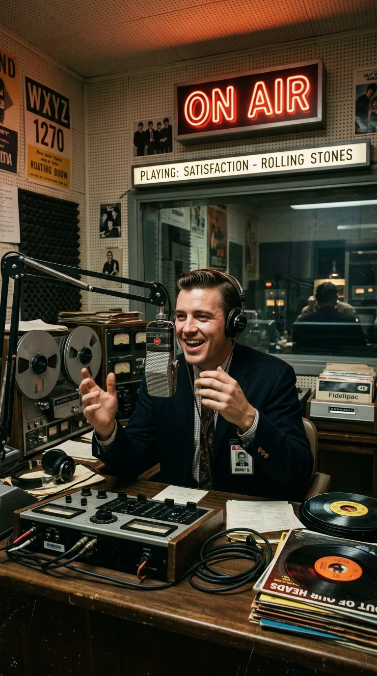Cabina de radio transmitiendo Satisfaction en 1965